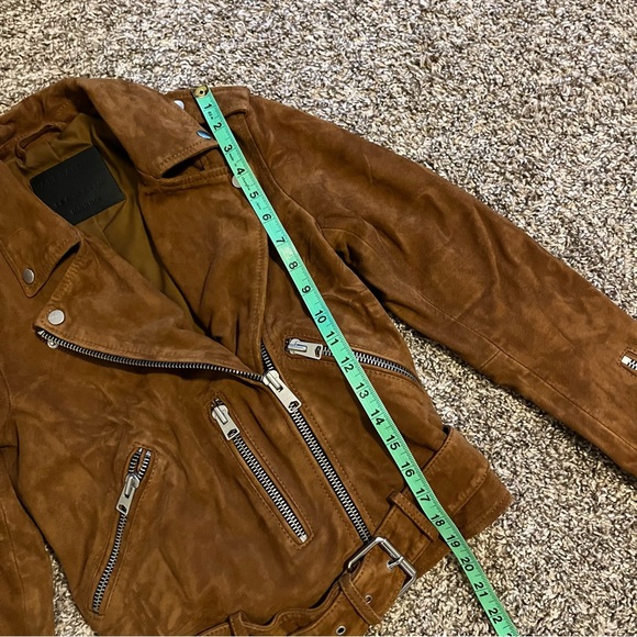ALLSAINTS Suede Balfern Biker Jacket Moto Tan Brown Leather Blogger - Picture 7 of 8